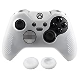 eXtremeRate Soft Anti-Slip Silicone Controller Cover Skins Thumb Grips Caps Semi-Transparent Clear Protective Case for Microsoft Xbox One Elite