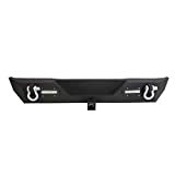 Rear Bumper w/ 2 LED Lights & 2" Hitch Receiver D Rings Compatible With 1987-2006 Jeep Wrangler YJ TJ