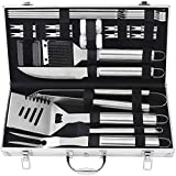 POLIGO 22PCS Camping BBQ Grill Accessories Kit Stainless Steel BBQ Tools Grilling Tools Set in Aluminum Case for Christmas Birthday Presents - Grill Utensils Set Ideal Grilling Gifts for Men Dad Women