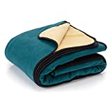 Waterproof Blanket Cover 80”x90” for Adults, Dogs, Cats or Any Pets - 100% Waterproof Furniture or Mattress Protector – Large Size for Twin, Queen, King Beds (Navy Teal / Butter Pecan)
