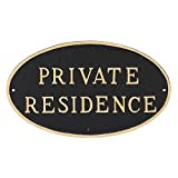 Montague Metal Products Oval Private Residence Statement Plaque Sign, Black with Gold Lettering, 6" x 10"