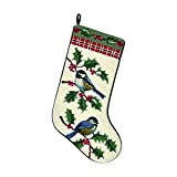 C&F Home Forest Chickadees Needlepoint Stocking Multi