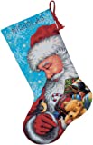 Dimensions Needlepoint Santa and Toys Personalized Christmas Stocking Kit, Printed 14 Mesh Canvas, 16''