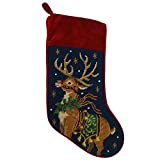 Peking Handicraft Reindeer Deer Needlepoint Christmas Stocking, Wool, 11 x 18 Inches