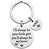 Father’s Day Gift - Dad Gifts from Daughter for Birthday Christmas, I'll Always Be Your Little Girl, You Will Always Be My Hero Keychain, Dad Valentine’s Day Gifts, Father Daughter Gifts