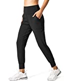 G Gradual Women's Joggers High Waisted Yoga Pants with Pockets Loose Leggings for Women Workout, Athletic, Lounge (Black, Small)