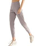 AJISAI Women's High Waisted Joggers with Pockets Yoga Pants for Running Lounge Cloud M