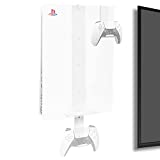 Wall Mount for PS5 Playstation 5 Disc Edition and Digital Edition (Mounts The Console on Wall Near or Behind TV with Invisible Design), Including 2 Accessory Holders for Controller & Headset (White)