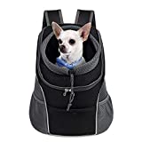 WOYYHO Pet Dog Carrier Backpack Puppy Dog Travel Carrier Front Pack Breathable Head-Out Backpack Carrier for Small Dogs Cats Rabbits (M (up to 10 lbs), Black)