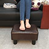 SCRIPTRACT 6" Small Footstool PU Leather Ottoman Footrest Modern Home Living Room Bedroom Rectangular Stool with Padded Seat (Brown)