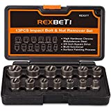 REXBETI Impact Bolt & Nut Remover Set, 13 Pieces Bolt Extractor Tool Set with Solid Storage Case