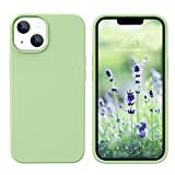 GUAGUA Compatible with iPhone 13 Case 6.1 Inch Liquid Silicone Soft Gel Rubber Slim Thin Microfiber Lining Cushion Texture Cover Shockproof Protective Phone Case for iPhone 13 Matcha Green