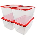 SimplyKleen 14.5-gal. Reusable Stacking Plastic Storage Containers with Lids, Red/Clear (Pack of 4)
