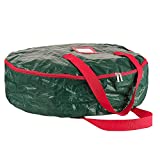 ZOBER Christmas Wreath Storage Container 30" - Water Resistant Fabric Storage Dual Zippered Bag for Holiday Artificial Christmas Wreaths, 2 Stitch-Reinforced Canvas Handles, (Green)