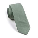 Men Skinny Mint Green Ties Cotton Timeless Narrow Width Best Neckties for Grooms