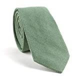TAGERWILEN Cotton Solid Skinny Men's Necktie 2.36" Tie (Grass green)
