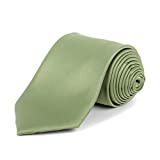 UMO LORENZO Classic Necktie Sage Solid Color Polyester Material and Wide Fit Satin Finish for Men… (Sage)