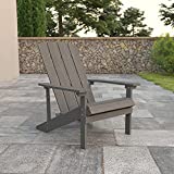 Flash Furniture Charlestown Poly Resin Adirondack Chair - Gray - All Weather - Indoor/Outdoor