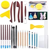 Keadic 29Pcs Ceramic Pottery Clay Sculpting Tools Kit,Soap Carving Tools for Shaping Flowers/Paper Dry Embossing/Cake Fondant Decoration/Nail Art/Pottery Clay Craft