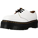 Dr. Martens Unisex 1461 Quad Leather Platform Shoes, White Polished Smooth, 12 US Women/11 US Men