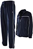 Mens Velour Tracksuit with Zippered Pockets (204-Navy, 2X-Large)