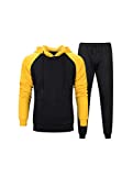 PASOK Men's Casual Tracksuit Sweat Suit Running Jogging Athletic Sports Shirts And Pants Set Black M