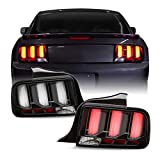 Fits 2005-2009 Ford Mustang LED [White Tube] Black Tail Lamp Brake Lights w/Sequential Signal Pair Left + Right