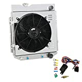 OzCoolingParts 3 Row Core Full Aluminum Radiator + 14" Fan w/Shroud + Thermostat/Relay Wire Kit for 1963-1966 64 65 Ford Mustang Falcon Ranchero/Mercury Comet, V8 AT/MT (3 row core) (3 row core)