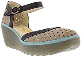 FLY London Womens Yven Cupido Mousse Ankle Strap Leather Wedge Heel Shoe - Concrete - US8/EU39