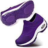 Women's Walking Shoes Mesh Slip On Athletic Shoes Fashion Sneakers Running Loafers, 6.5 Purple