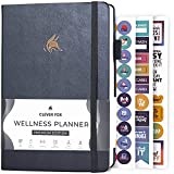 Clever Fox Wellness Planner - Weekly & Daily Health and Wellness Log, Food Journal & Meal Planner Diary for Calorie Counting, Notebook for Medical Condition Tracking, A5-Sized - Silver Black
