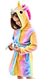 Doctor Unicorn Soft Unicorn Hooded Bathrobe Sleepwear - Unicorn Gifts for Girls (Rainbow, 10-11 Years)