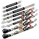 VULCAN Ultimate Axle Tie Down Kit - Silver Series - Includes (2) 22" Axle Straps, (2) 36" Axle Straps, (2) 96" Snap Hook Ratchet Straps and (2) 112" Axle Tie Down Combination Straps