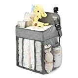 Maliton Changing Table Diaper Organizer - Baby Hanging Diaper Stacker Nursery Caddy Organizer for Cribs Playard Baby Essentials Storage (Gray)