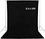 MOUNTDOG 6.5 x 10ft Black Backdrop Background for Photography, Polyester Fabric Chromakey Black Photo Backdrop Curtain Background Screen Collapsible Seamless for Photo Video Studio(Stand NOT Included)