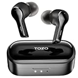 TOZO T9 True Wireless Earbuds Environmental Noise Cancellation 4 Mic Call Noise Cancelling Headphones Deep Bass Bluetooth 5.3 Light Weight Wireless Charging Case IPX7 Waterproof Headset Black