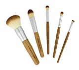 Bamboo Naturals Makeup Brushes, Natural Bamboo Handles, Includes Five Brushes: Powder Foundation Brush, Liquid Foundation Brush, Eyeshadow Brush, Smudge Brush, Angled Eyeliner Brush