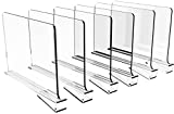 Cq acrylic 6PCS Shelf Dividers for Closets,Clear Acrylic Shelf Divider for Wood Shelves and Clothes Organizer/Purses Separators Perfect for Kitchen Cabinets and Bedroom Organizer,Clear