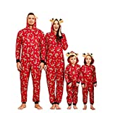 IFFEI Matching Family Pajamas Sets Christmas PJ's One Piece Snow Printed Hoodie Pajamas Men: XXL