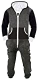 Mens Jumpsuit Non Footed Pajama Unisex One Piece Playsuit Adult Onesie With Hood Char-Black L