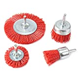4Pcs Nylon Filament Abrasive Wire Cup Brush Nylon End Brush Kit for Drill Rotary Tool with 1/4'' Shank