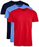 POLO RALPH LAUREN Men's 3-Pk. Classic Crew-Neck T-Shirts (Bermuda Blue/Red/Andover HTHR, Medium)