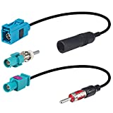 onelinkmore Car Antenna Universal Vehicle Radio Stereo AM & FM Antenna Connector Cable Fakra Z Male Female to DIN Plug Connector Cable for Car Stereo Audio HD Radio Head Unit CD Media Player Receiver