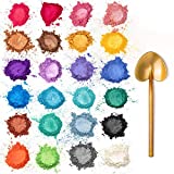 Sumille Mica Powder 24 Colors 240g Mica Powder Natural Mica Mineral Powder Pearl Dyes for Epoxy Resin, Bath Bomb, Soap, Candle, Slime Coloring, Nail Art