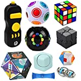 SweFuncy Fidget Toy Set 10 Pack, Magic Cube Fidget Rings Infinity Cube Fidget Pad Flippy Chain, Handheld Toys for Sensory Kids & Adults