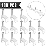 Cable Clips - CableGeeker 100 Pieces Ethernet Cable Clips with Nails 8mm Cord Holder for Cat6 Cat7 Flat Ethernet Cable (White)