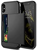 SAMONPOW iPhone X Case, iPhone 10 Case,Hybrid iPhone X Wallet Case Card Holder Shell Heavy Duty Protection Shockproof Anti Scratch Soft Rubber Bumper Cover Case for iPhone X 5.8 inch Black