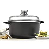 EuroCAST by BergHOFF 11" Stock Pot with Lid 7.4qt | Ceramic and Titanium Cooking Surface | Durable, Lightweight Cast Construction Detachable Handle for Oven Use | Designed in Europe. Made for America