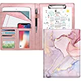 WAVEYU Padfolio Business/Resume Portfolio Folder, Leather Interview Portfolio Business Portfolio Portfolio Organizer with Legal Pad Folder Clipboard,Interview Folder for Men/Women, Colorful Pink