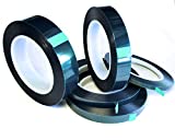 5 Roll High Temp Masking Tape Kit for Powder Coating, Painting, Hydrodip, Sublimation - Green Polyester 1/4", 3/8", 1/2", 3/4" & 1"